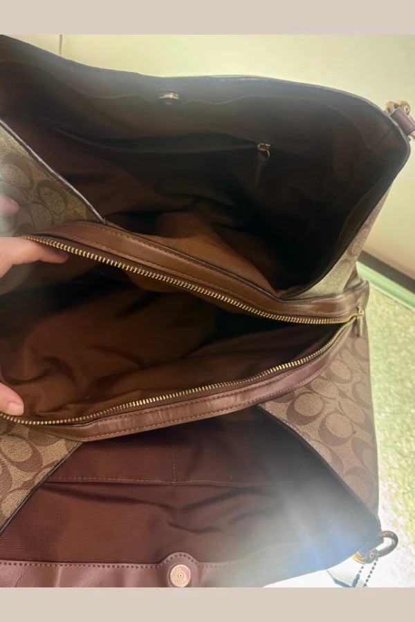 Coach Signature Brown Hallie Shoulder Bag - Image 4