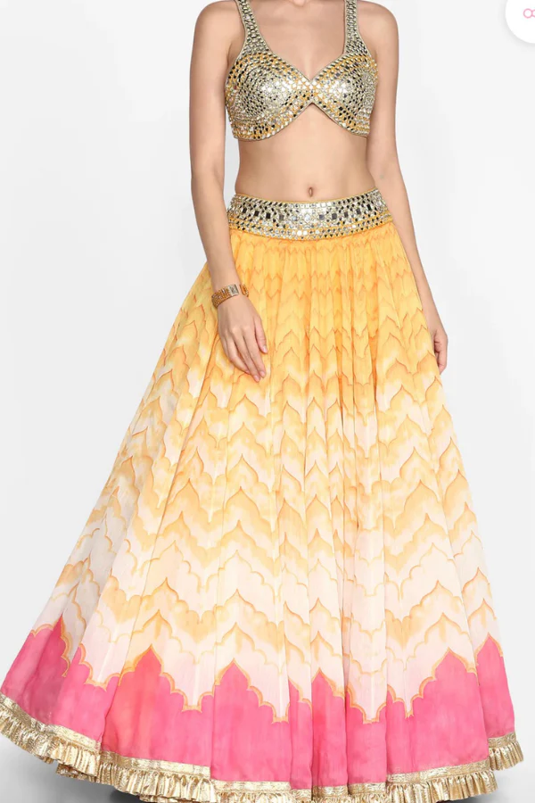 colour block embellished lehenga set