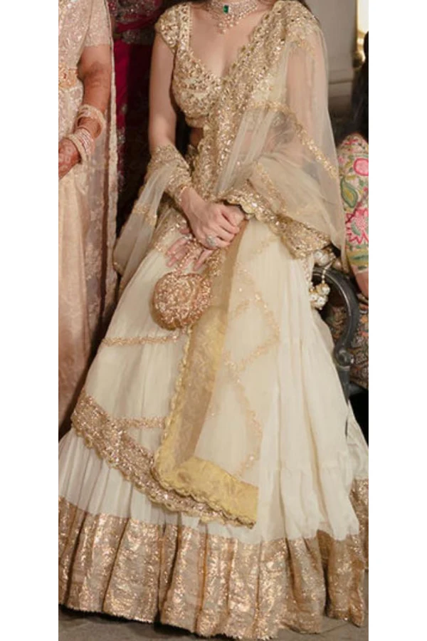 Cream and Gold lehenga set