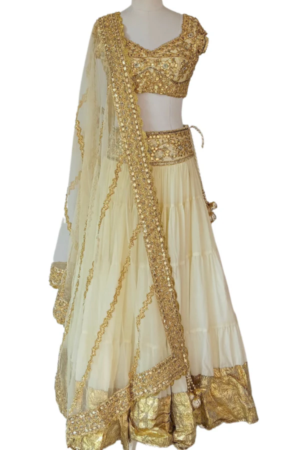 Cream and Gold lehenga set - Image 2