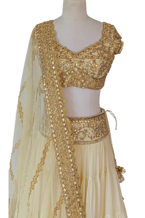 Cream and Gold lehenga set - Image 3