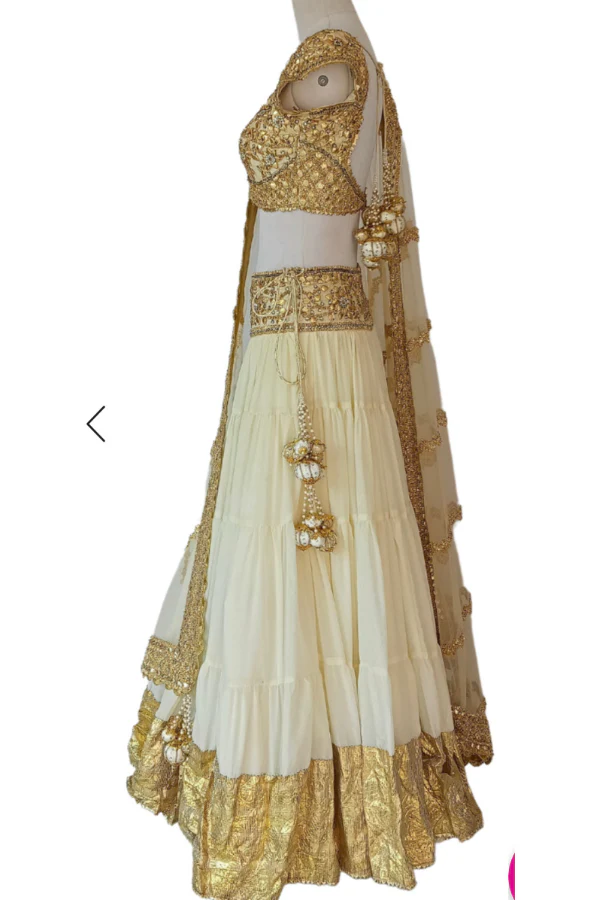 Cream and Gold lehenga set - Image 4