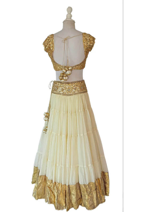 Cream and Gold lehenga set - Image 7