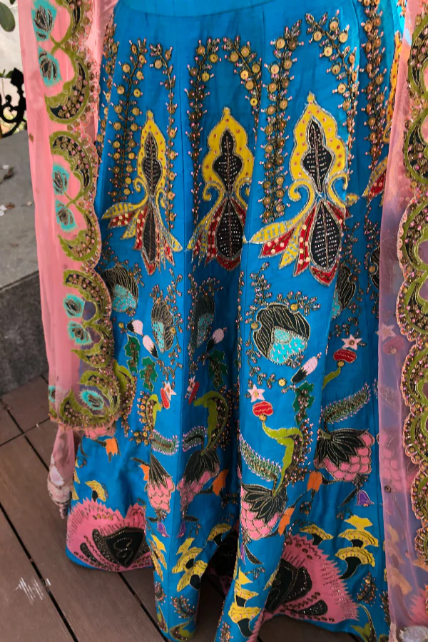 Cyan Blue Embellished Lehenga Set - Image 4