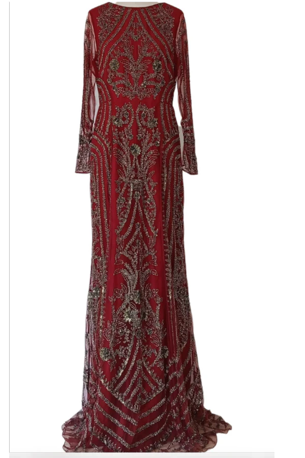 Pankaj & Nidhi Deep red embellished gown - Image 3