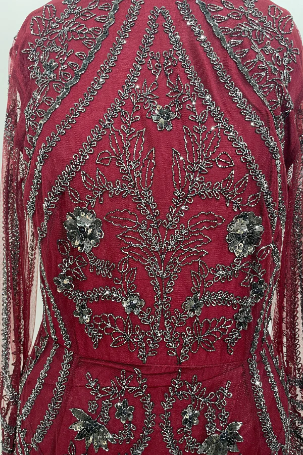 Pankaj & Nidhi Deep red embellished gown - Image 7