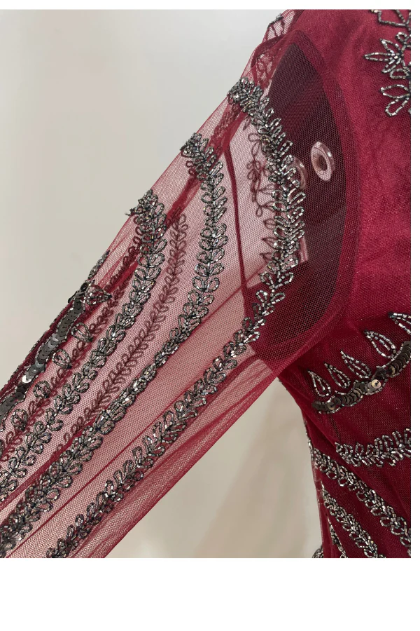 Pankaj & Nidhi Deep red embellished gown - Image 8