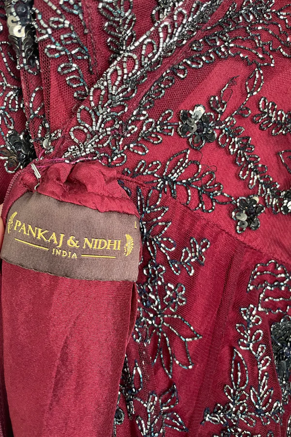 Pankaj & Nidhi Deep red embellished gown - Image 9