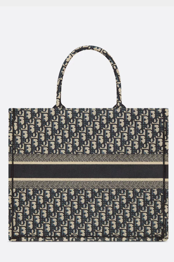 Dior Book Navy Blue Oblique Embroidered Canvas Tote - Image 2