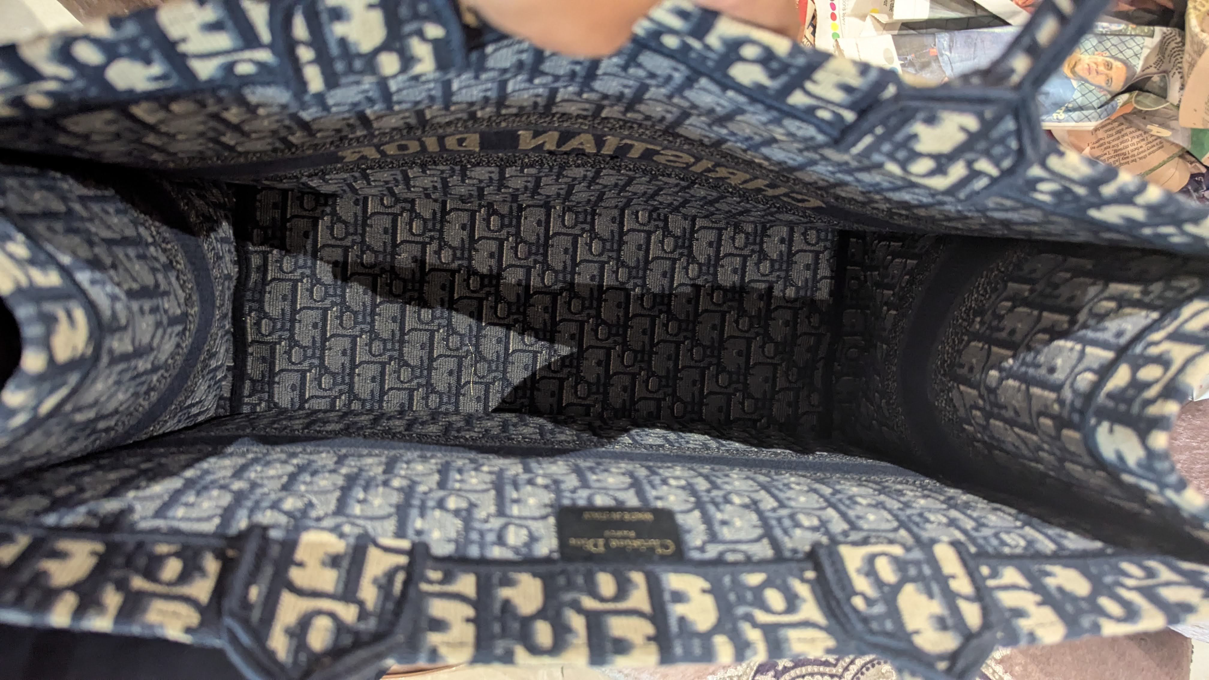Dior Book Navy Blue Oblique Embroidered Canvas Tote - Image 7