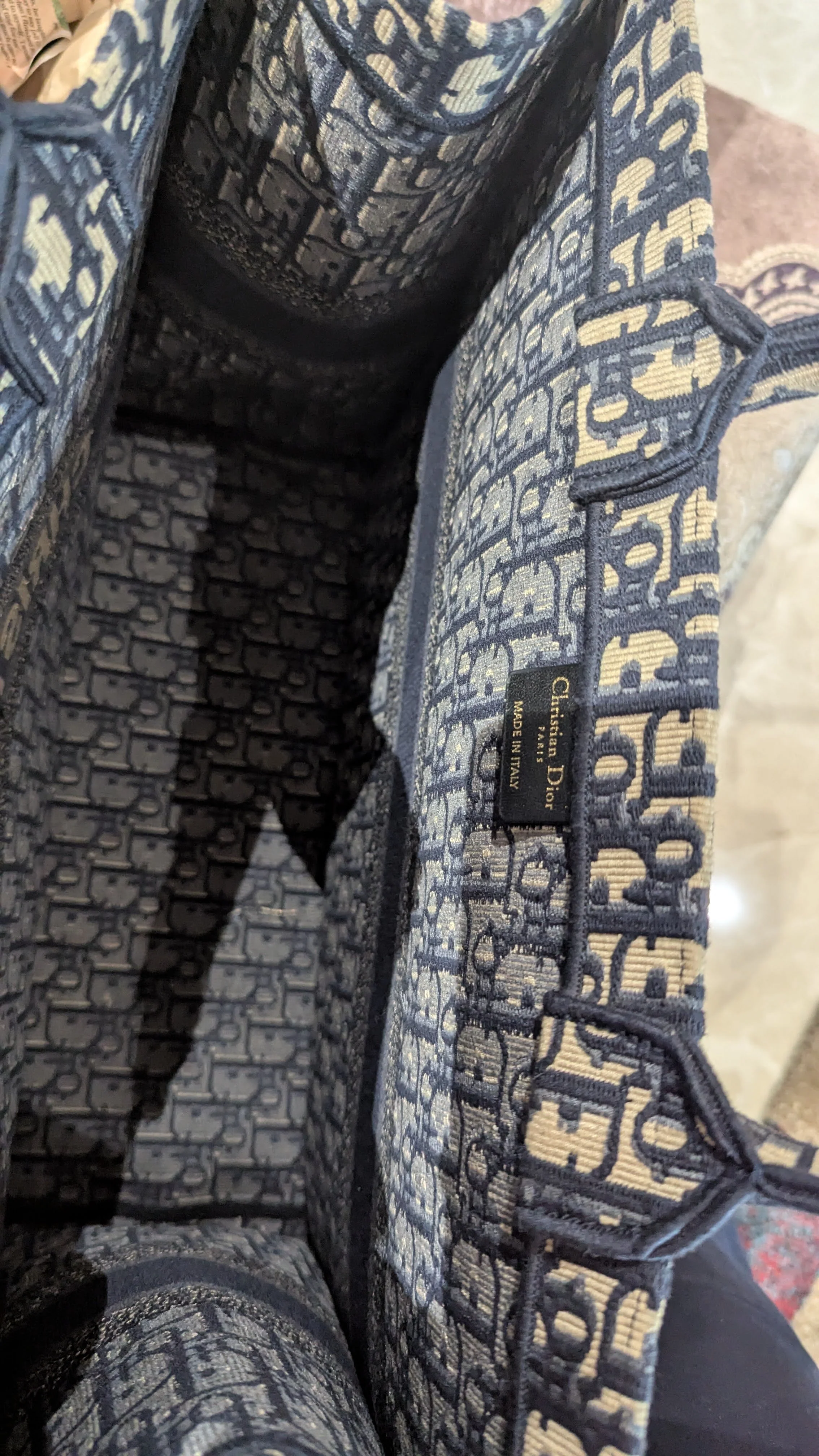 Dior Book Navy Blue Oblique Embroidered Canvas Tote - Image 8