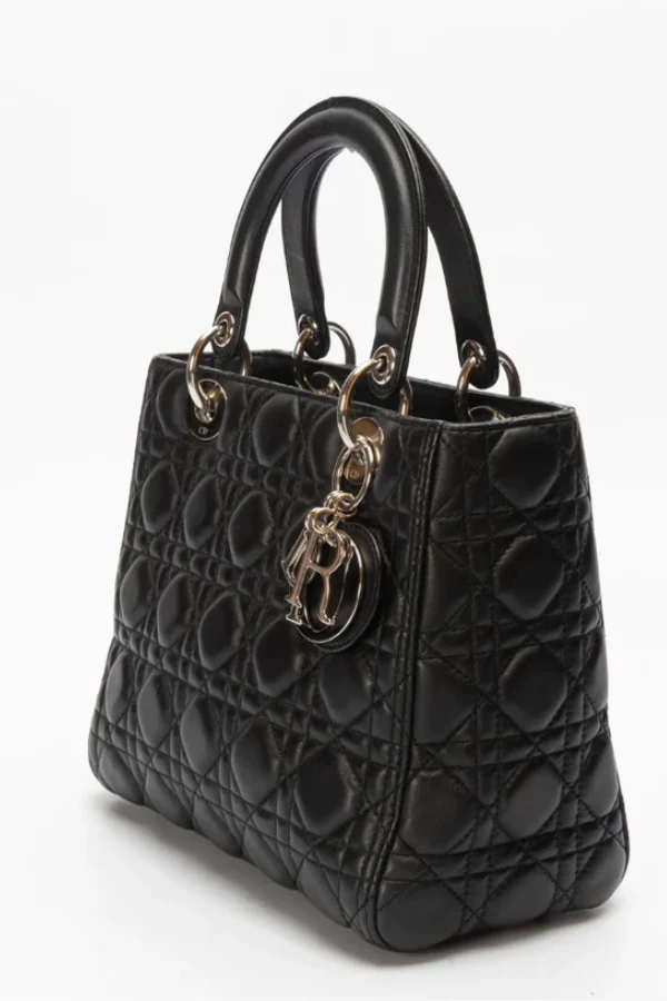 Dior Cannage Black Medium Lady Dior Satchel - Image 2