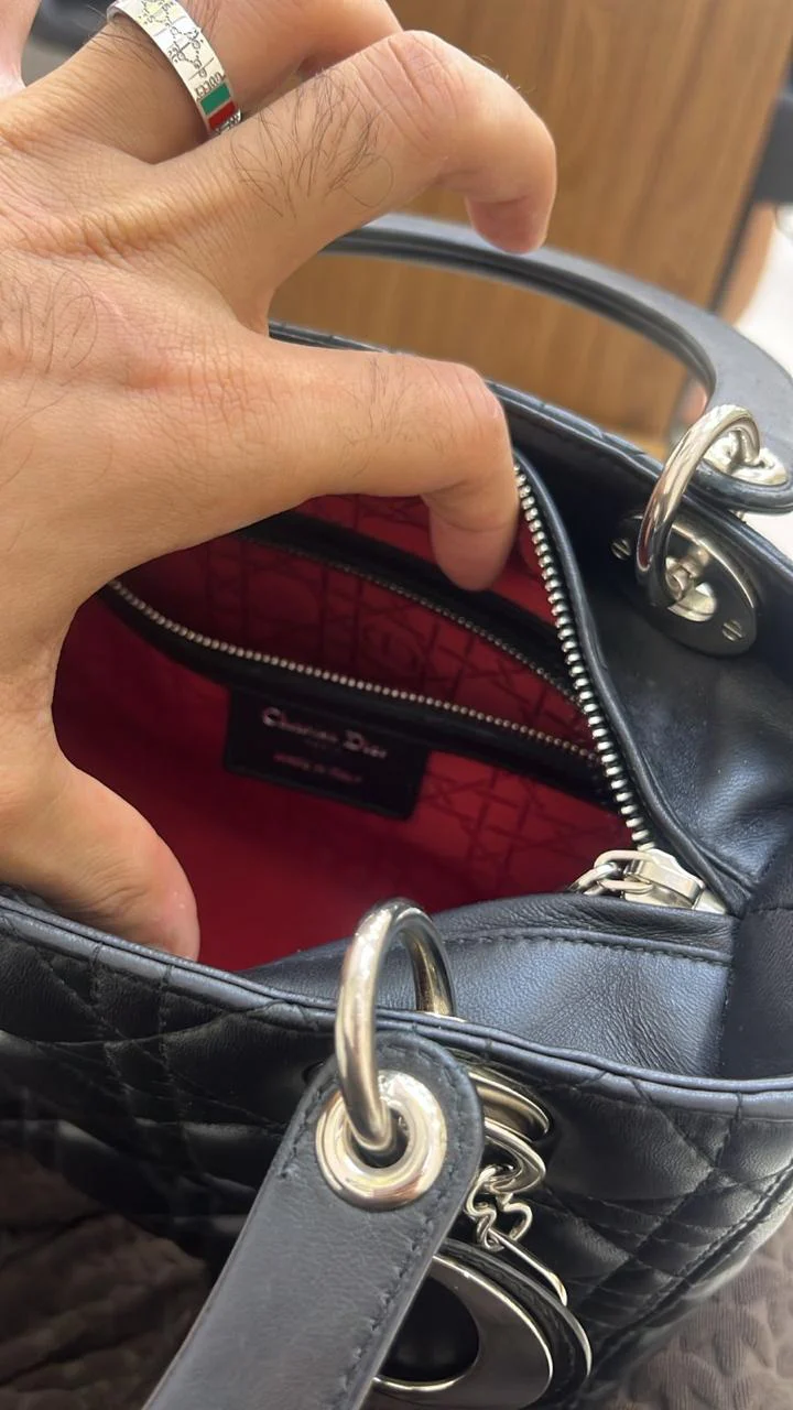 Dior Cannage Black Medium Lady Dior Satchel - Image 6