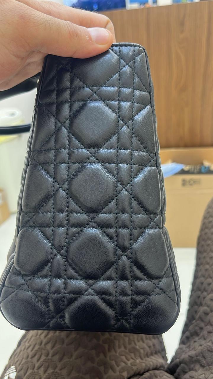 Dior Cannage Black Medium Lady Dior Satchel - Image 8