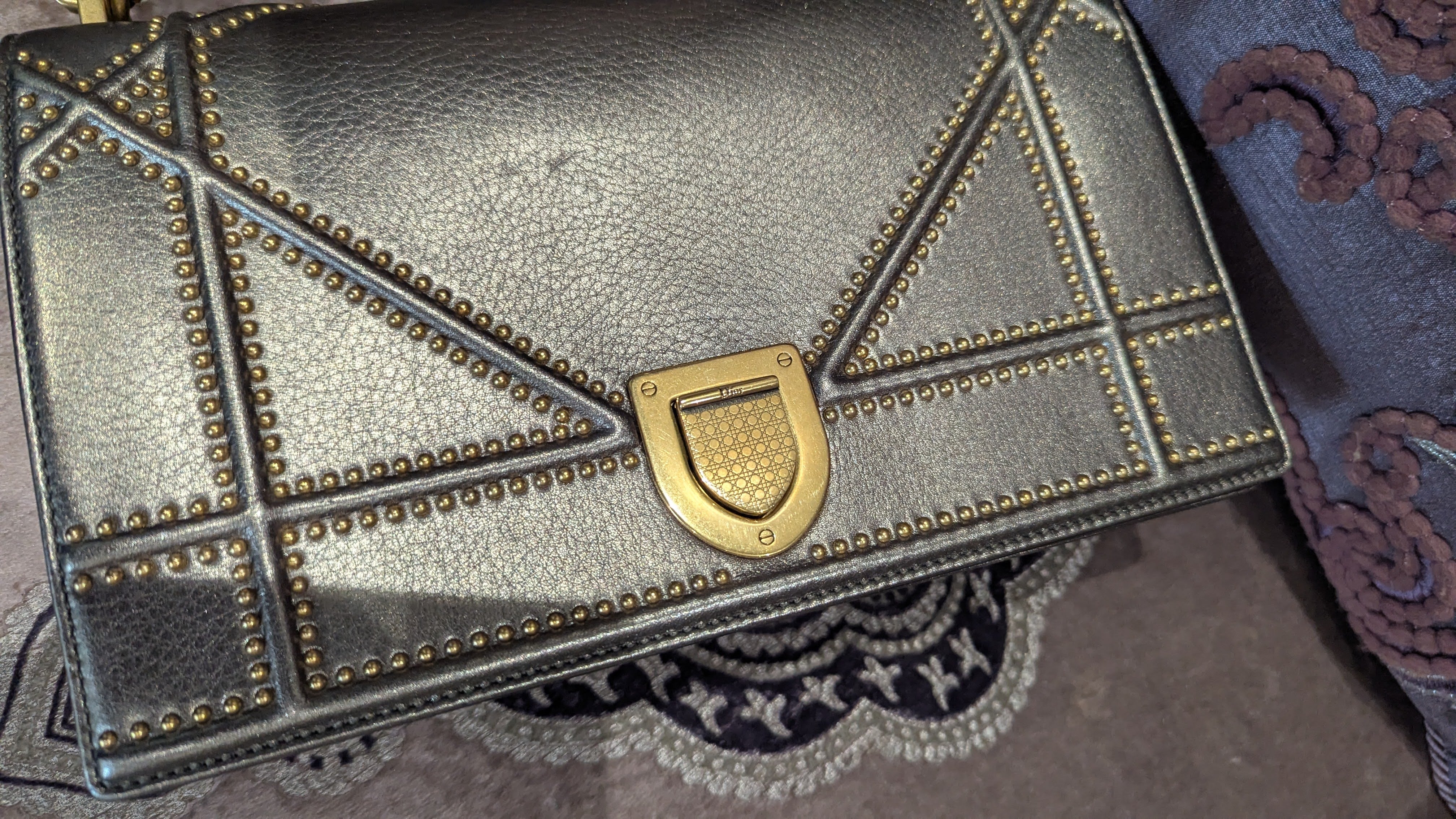 Dior Metallic Leather Diorama Flap Shoulder Bag - Image 10