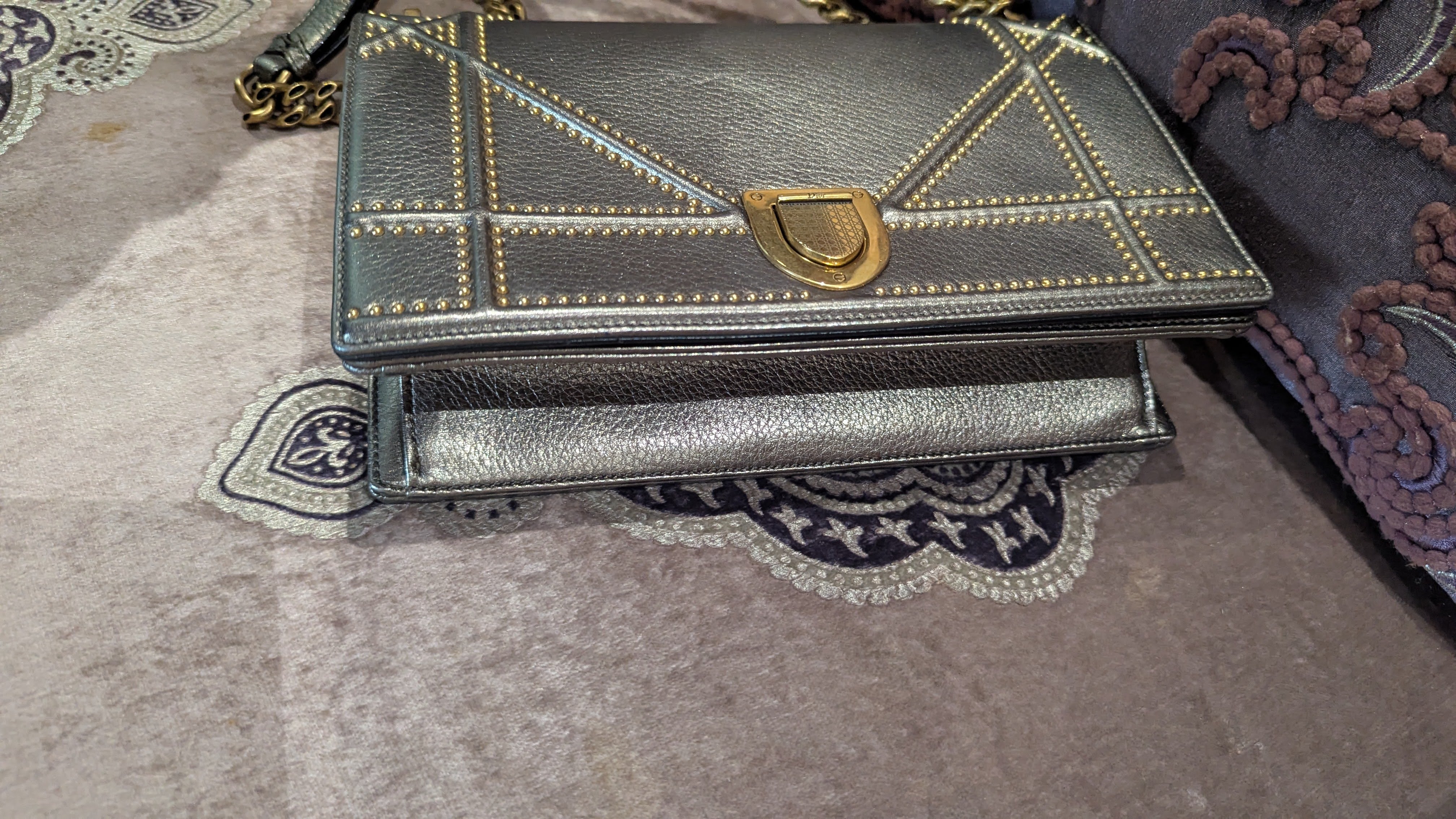 Dior Metallic Leather Diorama Flap Shoulder Bag - Image 11