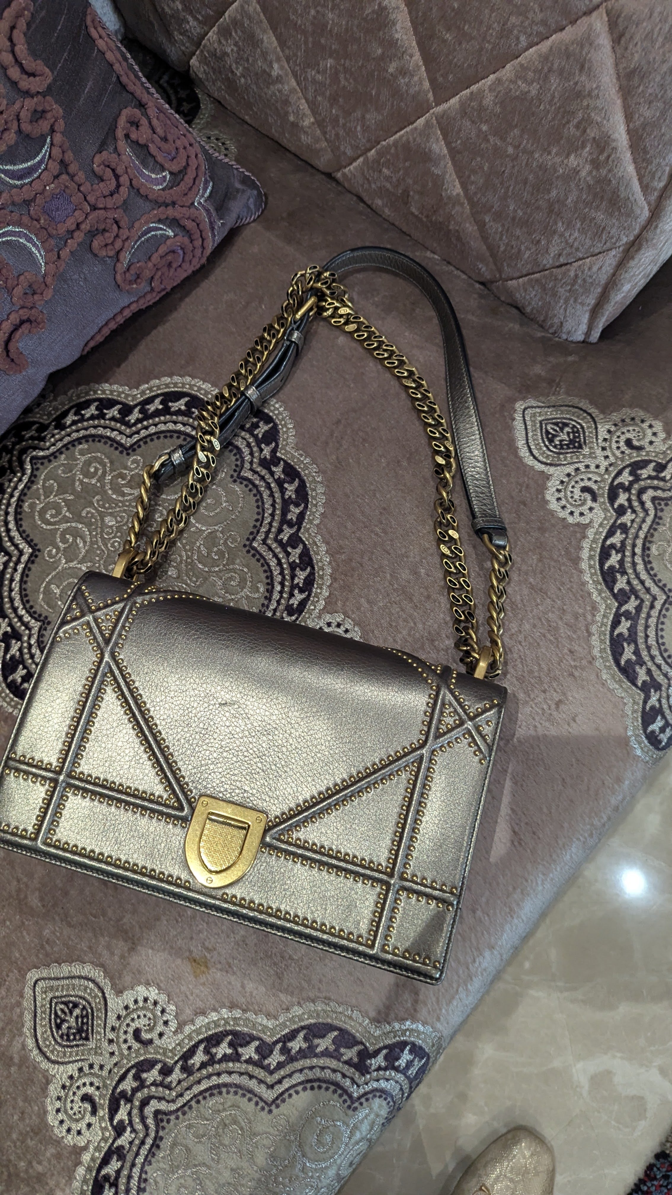 Dior Metallic Leather Diorama Flap Shoulder Bag - Image 12