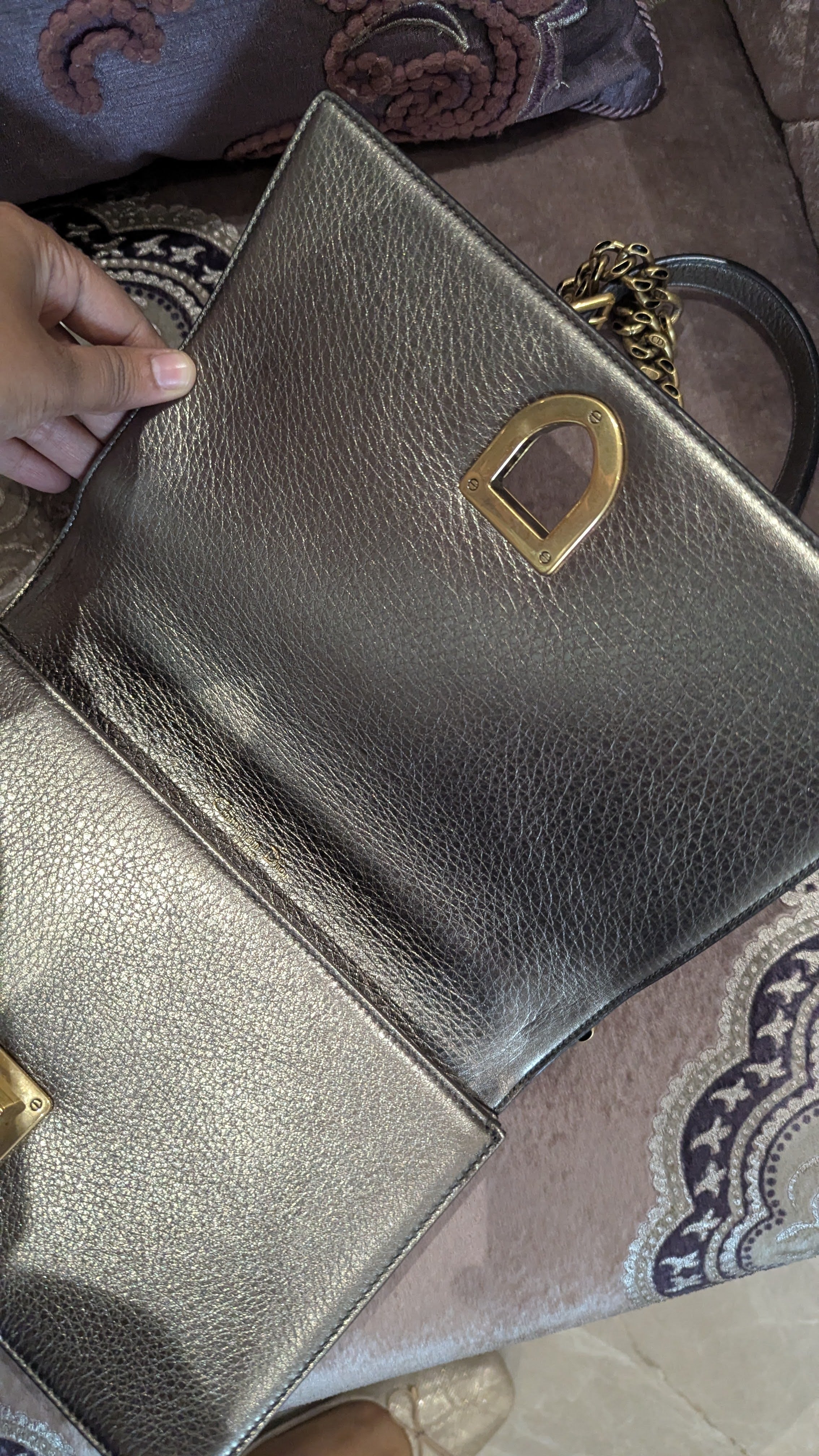 Dior Metallic Leather Diorama Flap Shoulder Bag - Image 13