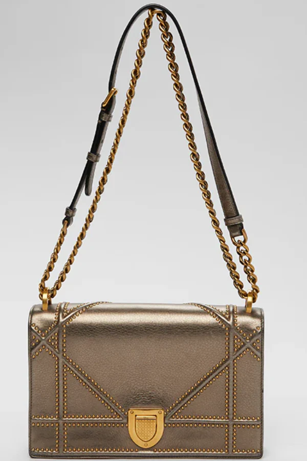 Dior Metallic Leather Diorama Flap Shoulder Bag - Image 2
