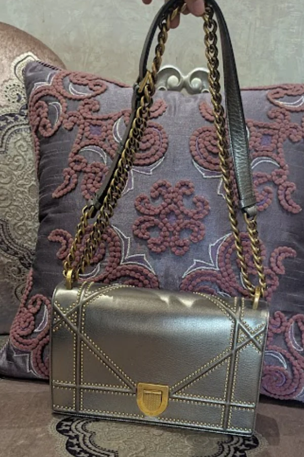 Dior Metallic Leather Diorama Flap Shoulder Bag - Image 4