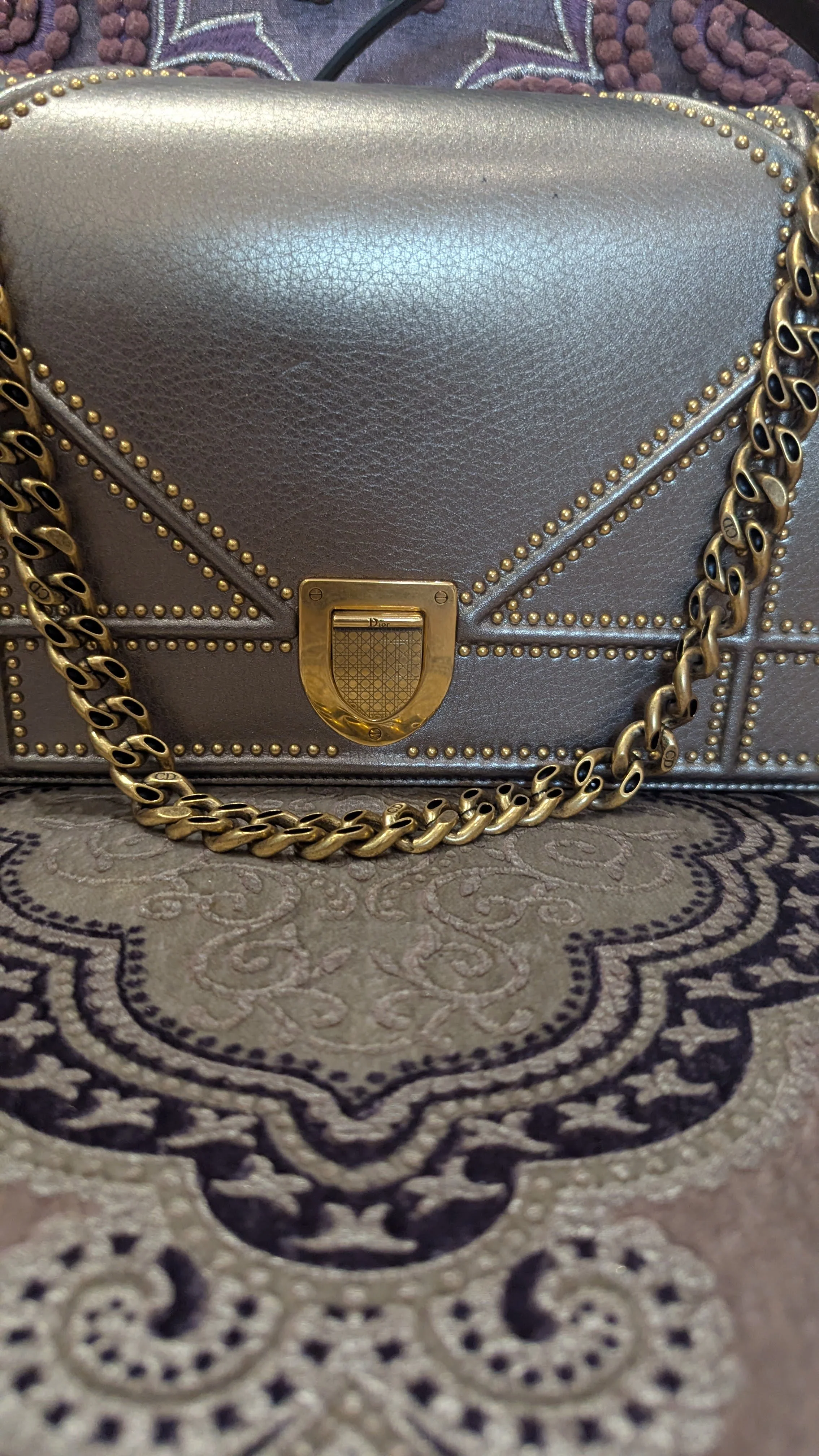 Dior Metallic Leather Diorama Flap Shoulder Bag - Image 6