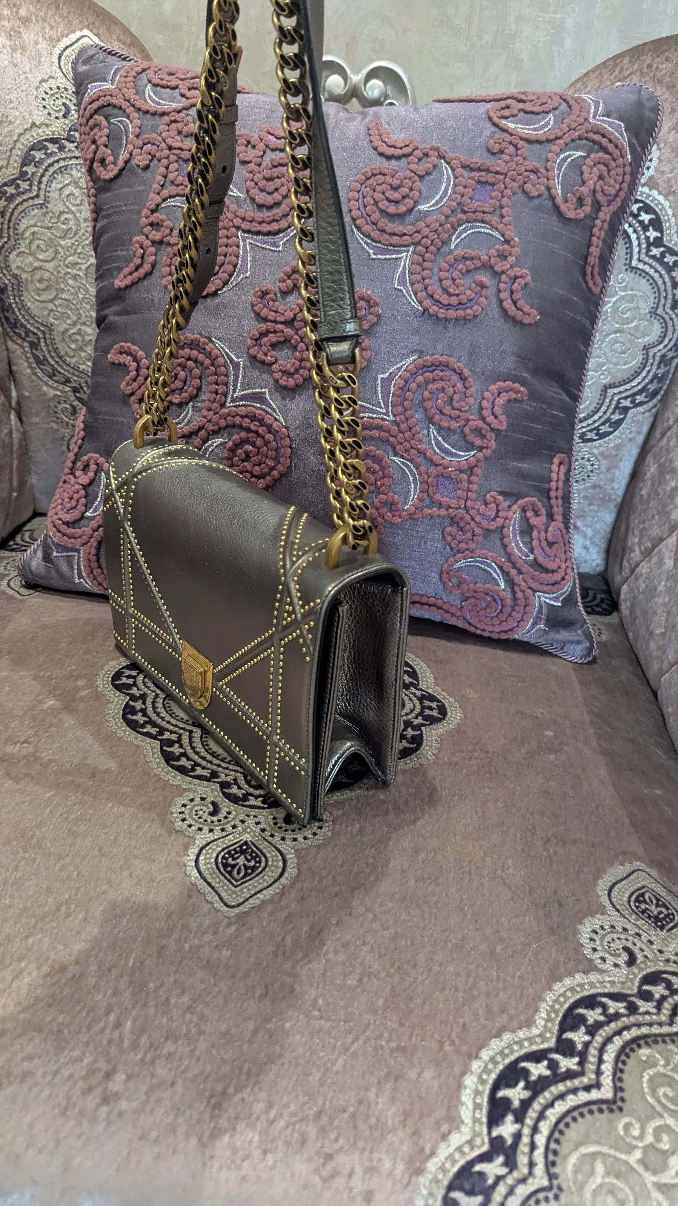 Dior Metallic Leather Diorama Flap Shoulder Bag - Image 7