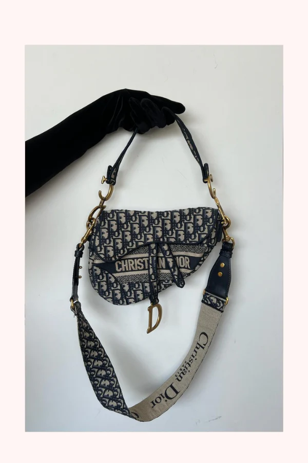 Dior Saddle Bag – Blue Dior Oblique Embroidery - Image 2