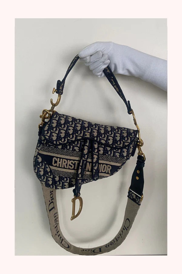 Dior Saddle Bag – Blue Dior Oblique Embroidery - Image 3