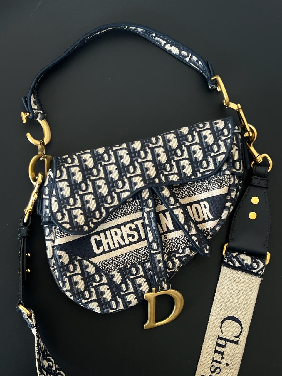 Dior Saddle Bag – Blue Dior Oblique Embroidery - Image 4