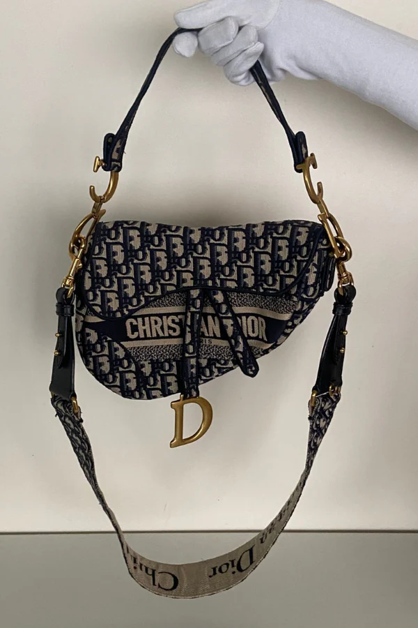 Dior Saddle Bag – Blue Dior Oblique Embroidery - Image 5