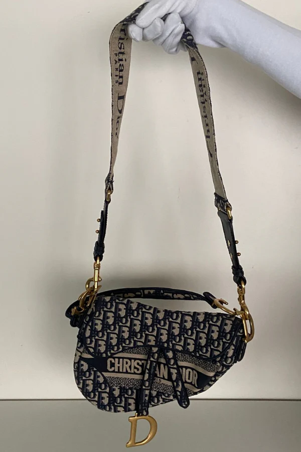 Dior Saddle Bag – Blue Dior Oblique Embroidery - Image 6