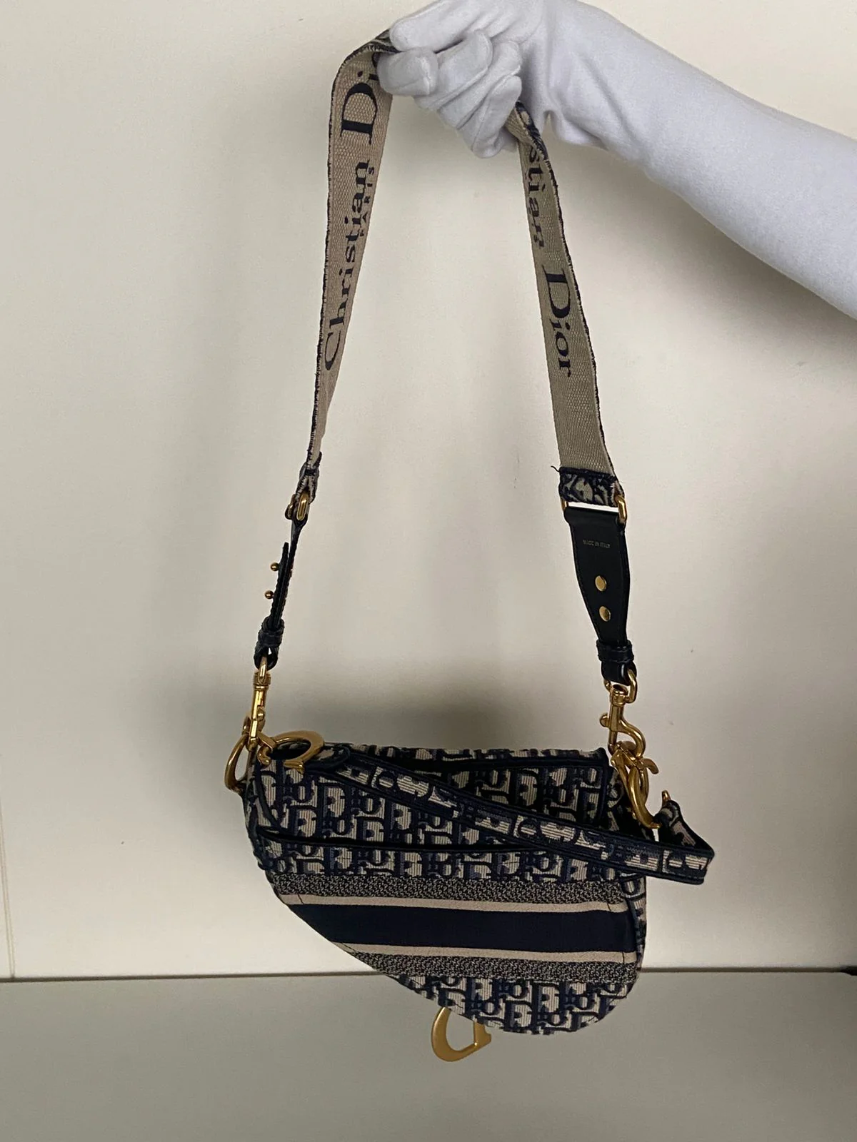 Dior Saddle Bag – Blue Dior Oblique Embroidery - Image 7