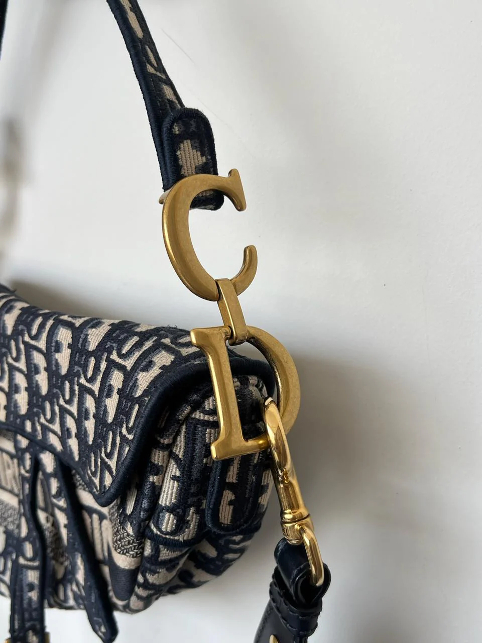 Dior Saddle Bag – Blue Dior Oblique Embroidery - Image 9