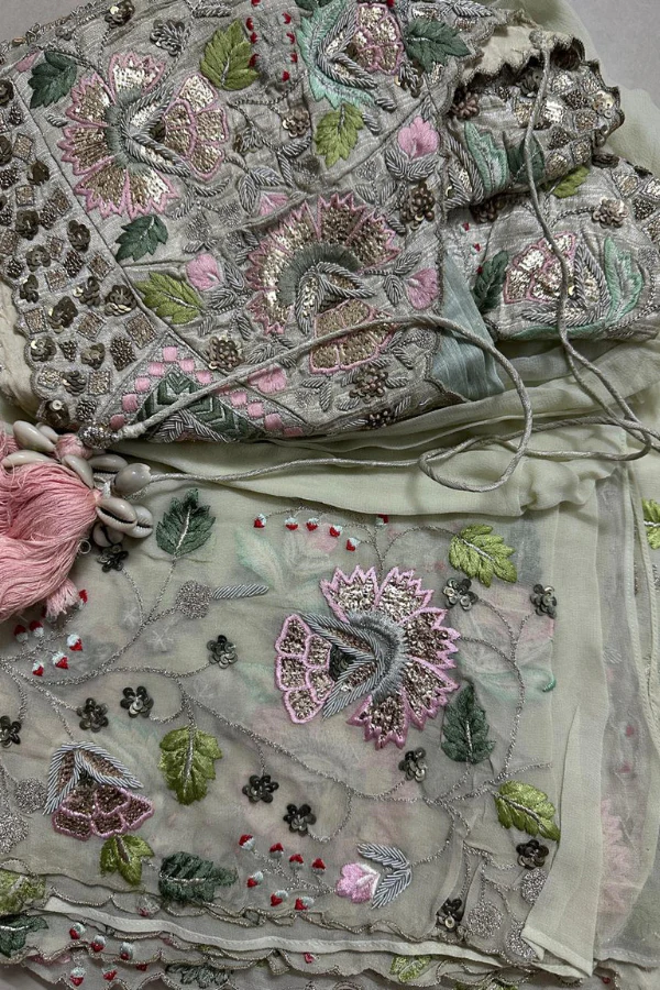 Divya Reddy pastel green saree - Image 5