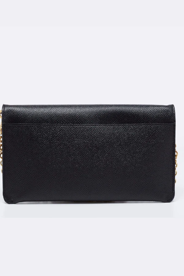 Dolce & Gabbana Black Leather DG Logo Chain Clutch - Image 3