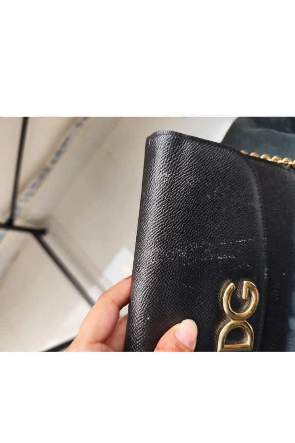 Dolce & Gabbana Black Leather DG Logo Chain Clutch - Image 5