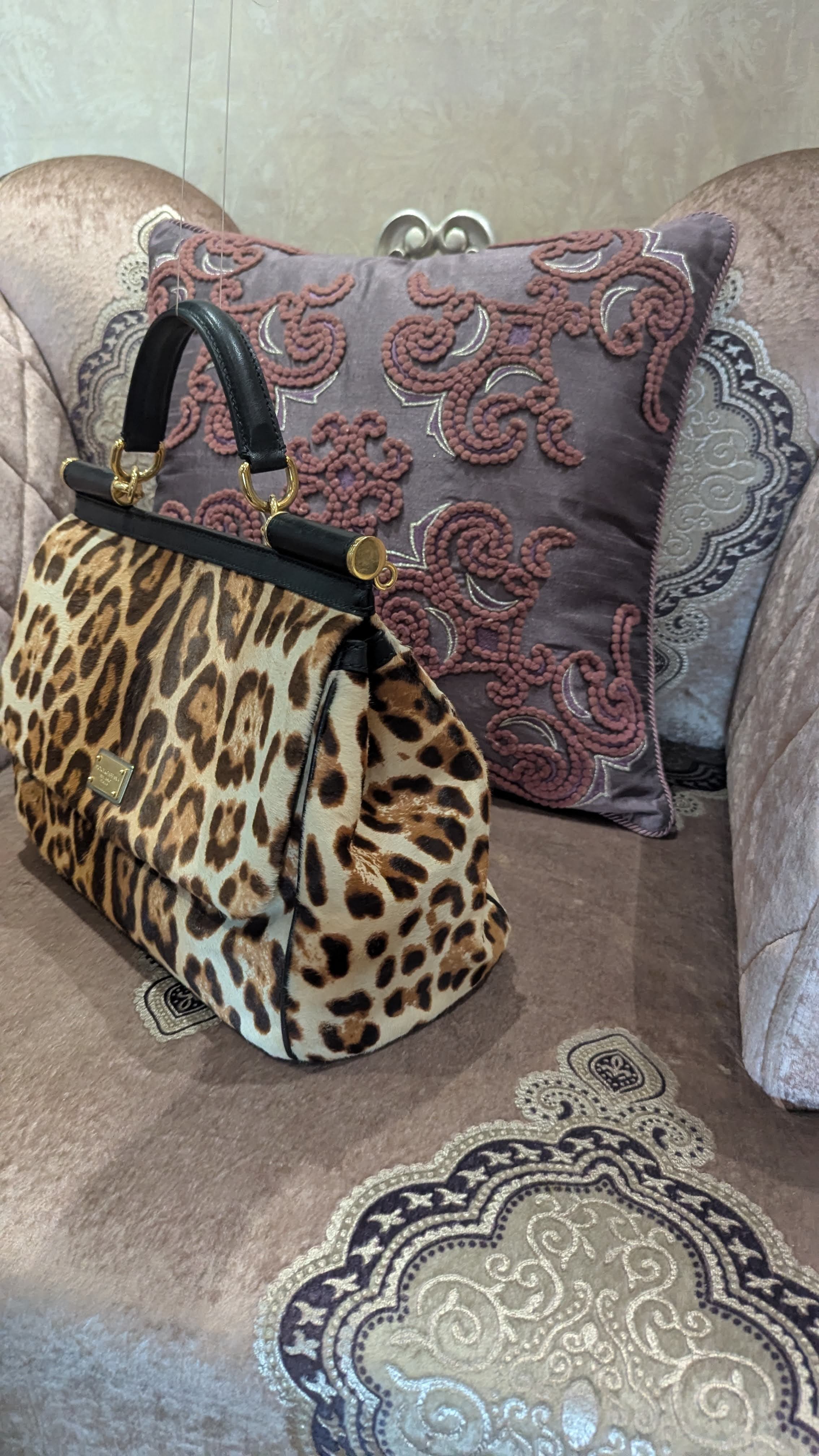 Dolce & Gabbana Leopard Print Miss Sicily Handle Bag - Image 5