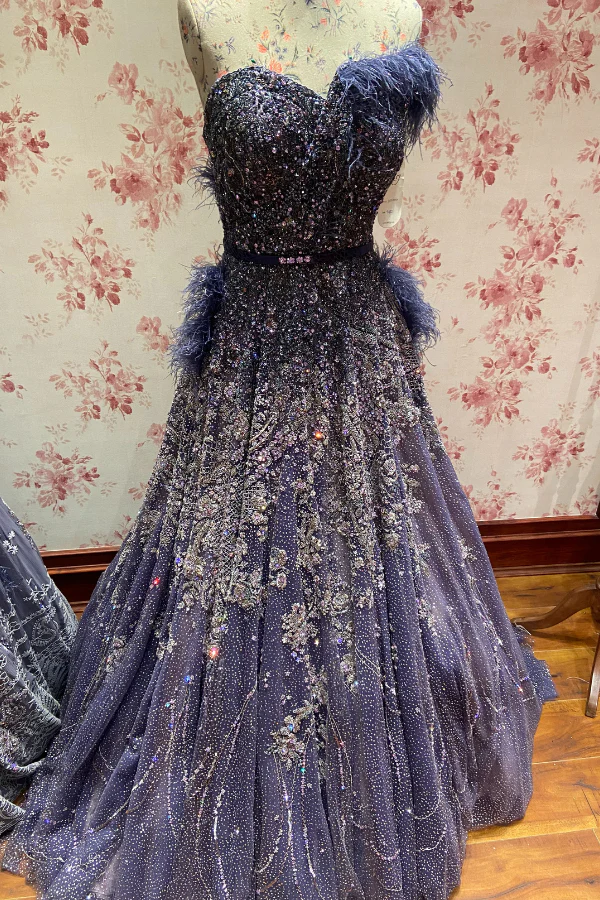 Dolly j Azure Blue Shimmer Tulle Gown - Image 2