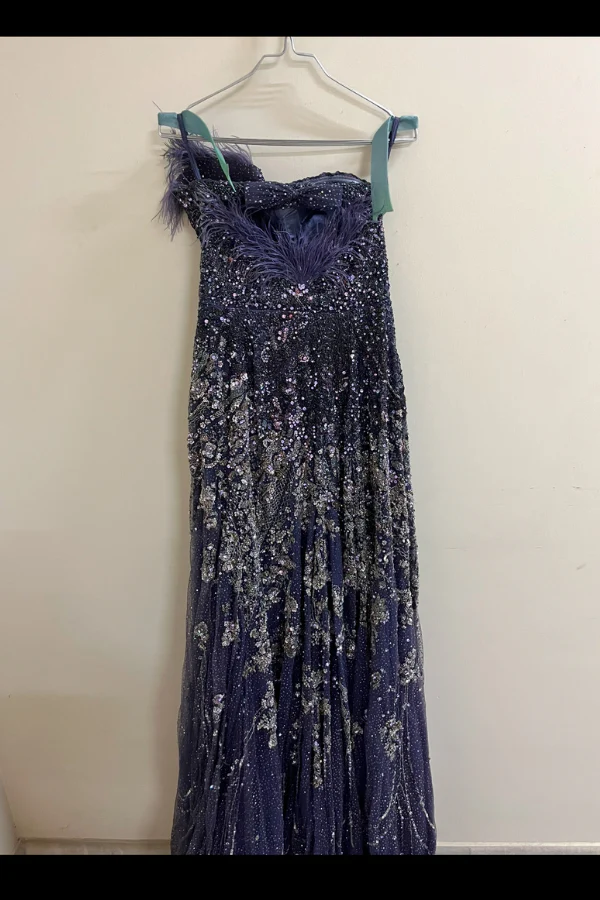 Dolly j Azure Blue Shimmer Tulle Gown - Image 3