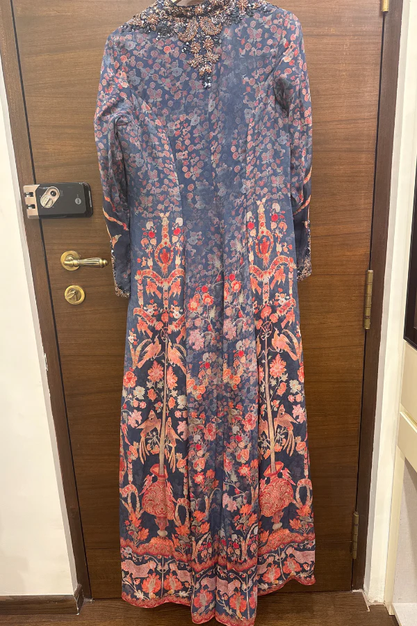 Dolly J blue chanderi anarkali set - Image 2