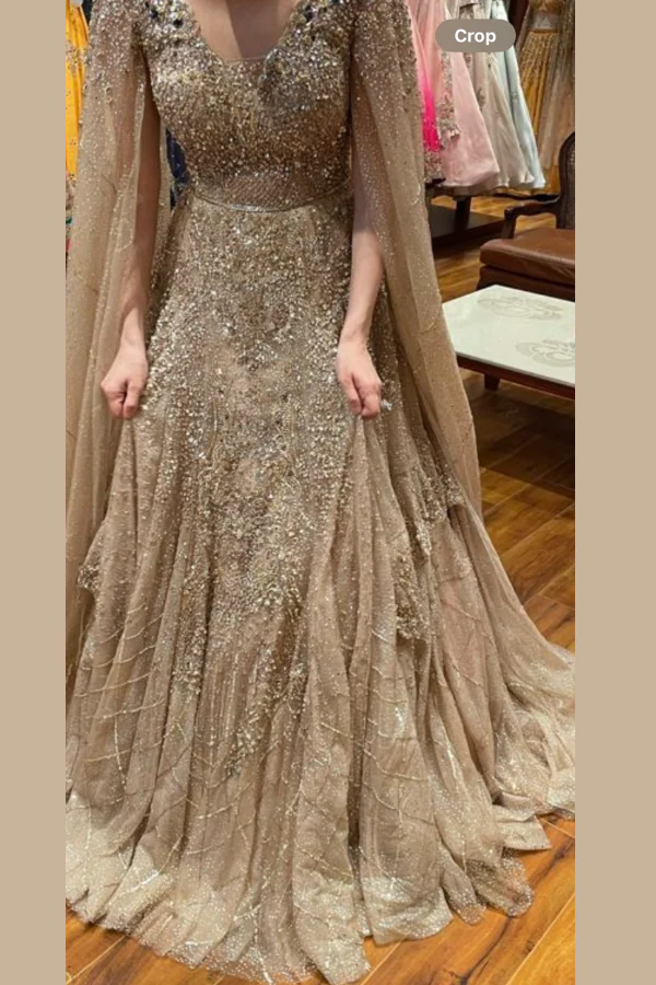 Dolly J Champagne Gold Embellished Gown - Image 2