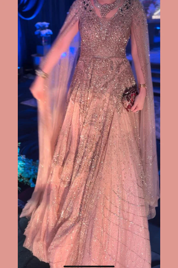 Dolly J Champagne Gold Embellished Gown - Image 3