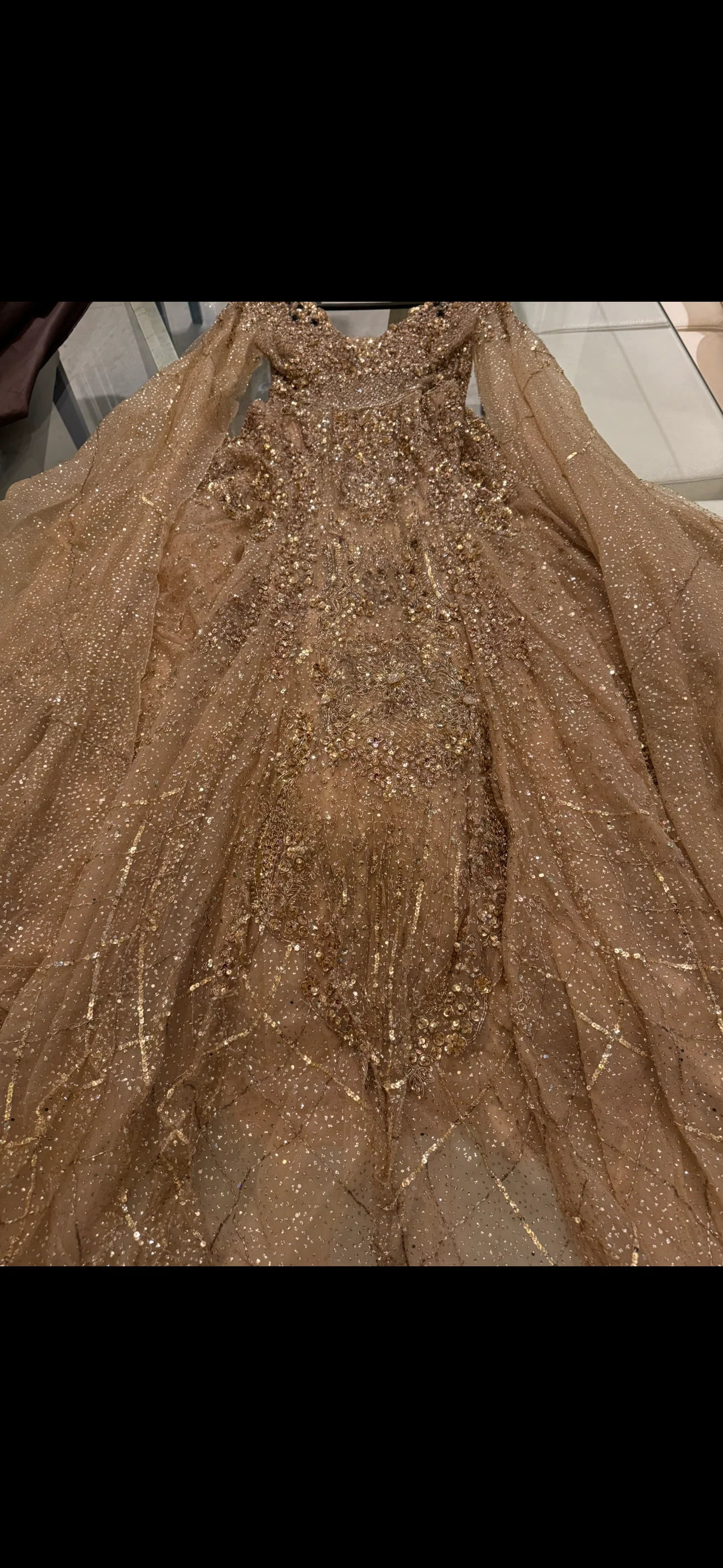 Dolly J Champagne Gold Embellished Gown - Image 6