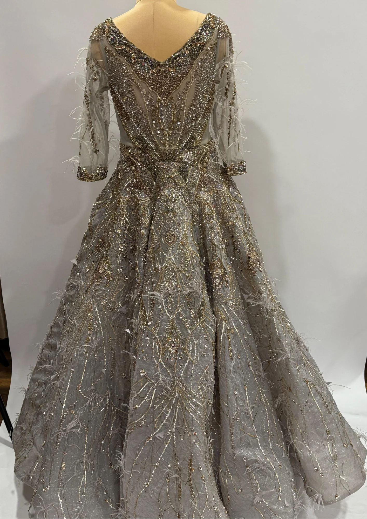 Dolly J Embellished Grey Feather Gown - Image 2