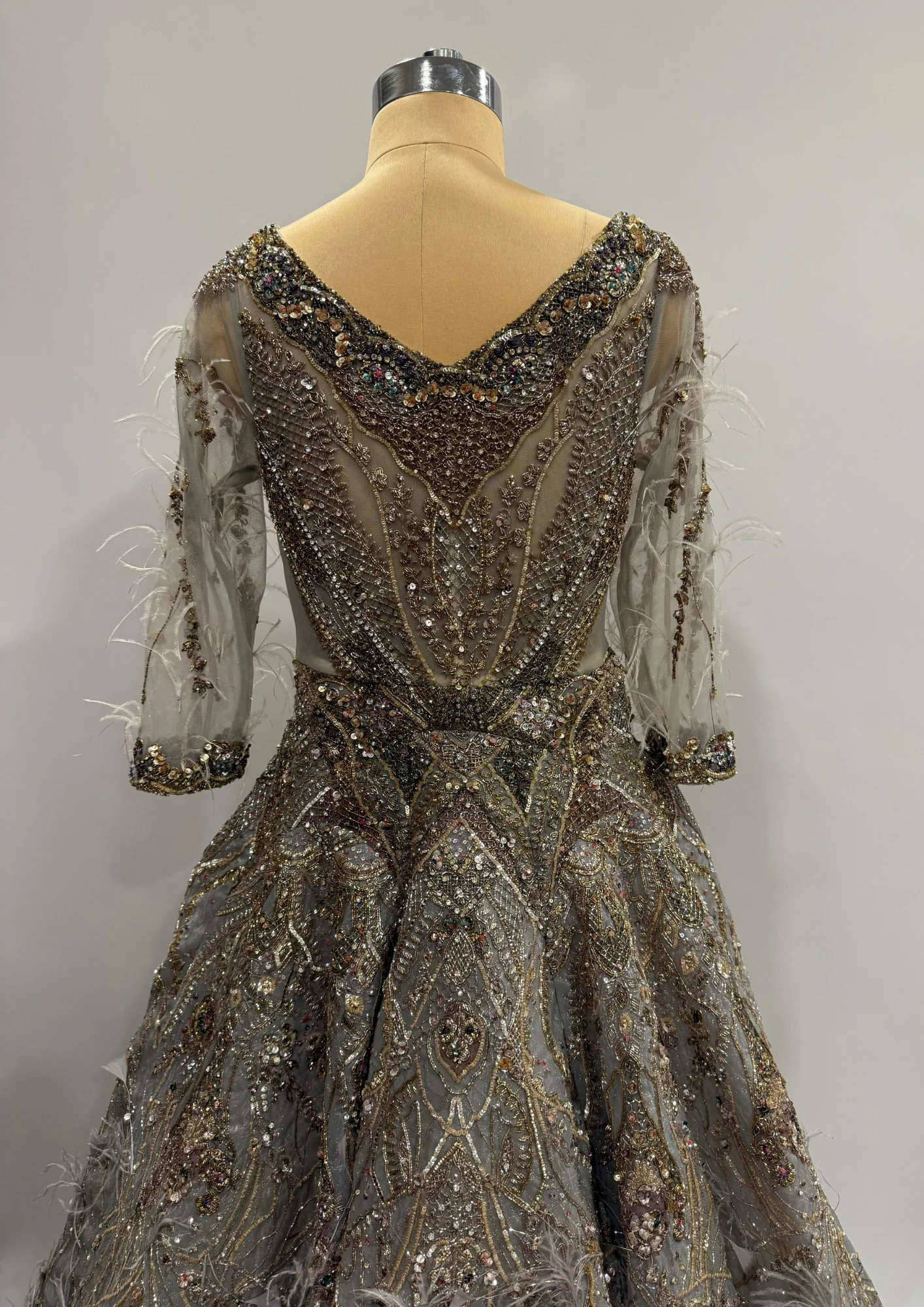Dolly J Embellished Grey Feather Gown - Image 4