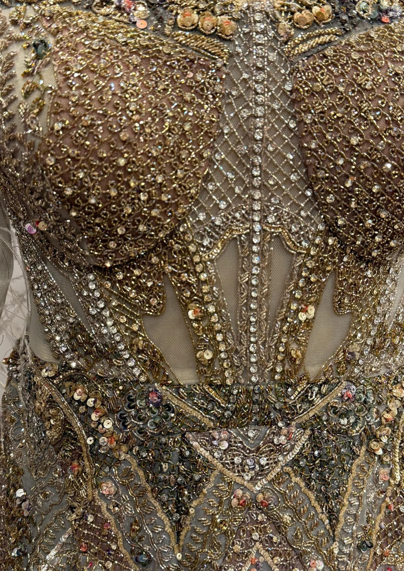 Dolly J Embellished Grey Feather Gown - Image 5