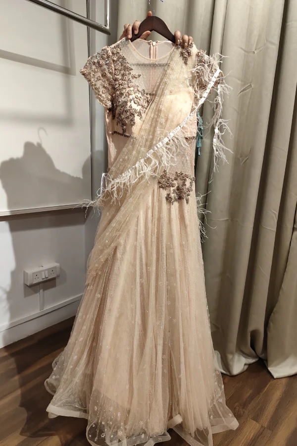 Dolly J ivory saree gown - Image 3