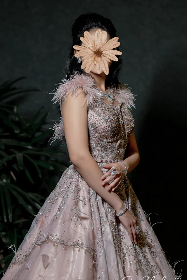 Dolly J Mauve Organza Embroidered Gown - Image 3
