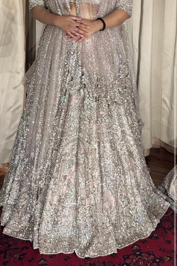 Dolly J powder pink embellished lehenga set - Image 3