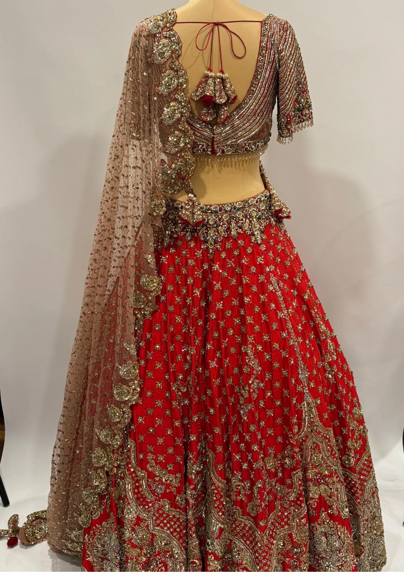 Dolly J Red Embellished Bridal Lehenga Set - Image 2
